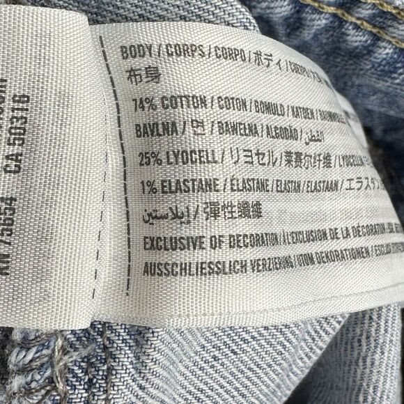 Abercrombie Fitch Bareback Jeans Womens 25 Front Yoke Light Wash Raw Uneven Hem* - Picture 15 of 16